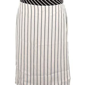 Ann Taylor Cream White And Black Striped Viscose Faux Wrap Skirt